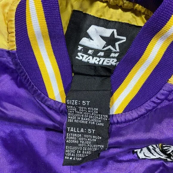 Starter LSU Tigers Jacket Toddler 5T Purple Gold Satin Football Sports Coat - Picture 3 of 7